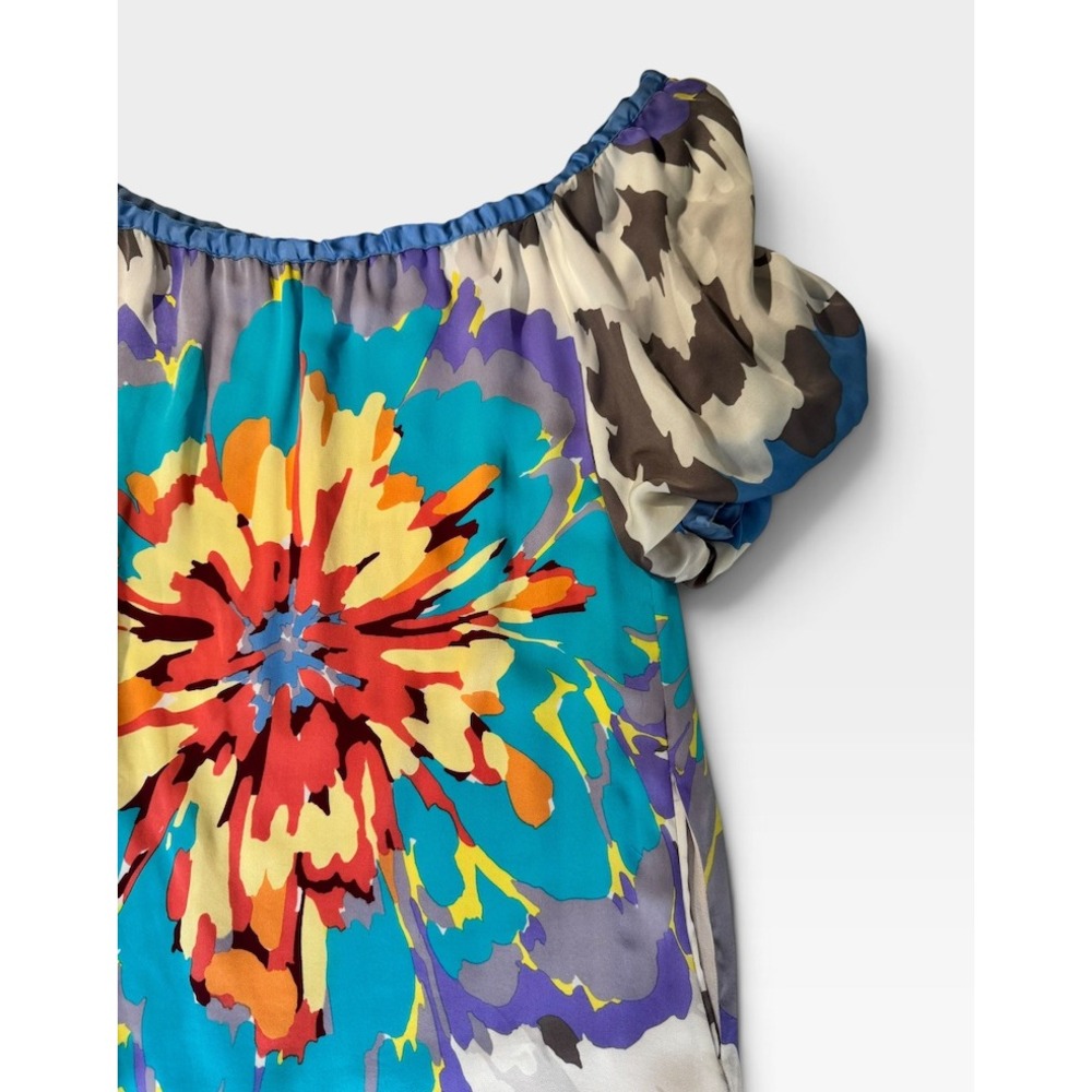 Vintage Missoni Silk Floral Dress IT38 XS Puff Sleeve Multicolor Made in Italy - Picture 4 of 15